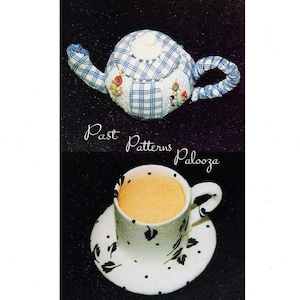 Vintage Sewing Pattern Mini Teapot Saucer Cup Pincushion Set PDF Instant Digital Download Novelty Fabric Pin Cushions Tea Lovers Gift