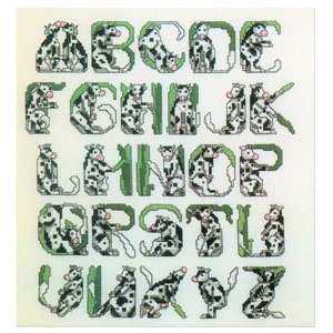 Vintage Cross Stitch Pattern Farm Animal Alphabet Samplers Cow Pig and Chicken ABCs PDF Instant Digital Download Barnyard Font Embroidery