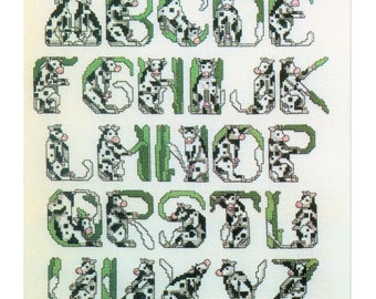 Vintage Cross Stitch Pattern Farm Animal Alphabet Samplers Cow Pig and Chicken ABCs PDF Instant Digital Download Barnyard Font Embroidery