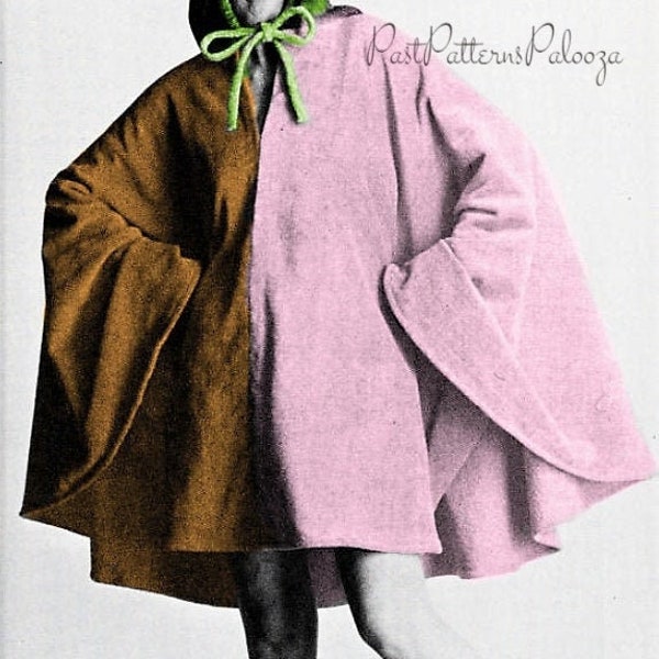 Vintage Sewing Pattern Womens Circular Hooded Cape Poncho Cotton Terry Velour PDF Instant Digital Download Retro Boho Summer Cloak