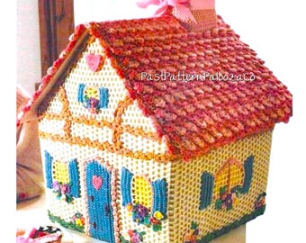 Vintage Crochet Pattern 16" Gingerbread House Confectionery Cottage Centerpiece or Christmas Goody Holder PDF Instant Digital Download