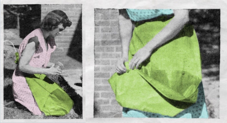 Vintage Sewing Pattern Womens Kneeling Work Apron PDF Instant Digital Download Easy Sew Gardening Working Large Pocket c. 1940s Design imagen 3