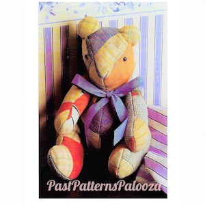 Vintage Sewing Pattern 15" Patchwork Fabric Memory Bear Jointed Traditional Teddy PDF Instant Digital Download Soft Stuffed Toy
