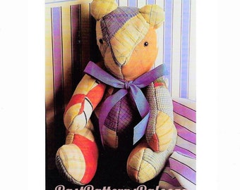 Vintage Sewing Pattern 15" Patchwork Fabric Memory Bear Jointed Traditional Teddy PDF Instant Digital Download Soft Stuffed Toy