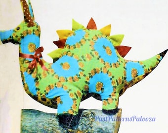 Vintage Sewing Pattern 17" Plush Dragon Cotton Print Fabric Soft Toy PDF Instant Digital Download Sewn Mystical Serpent Animal