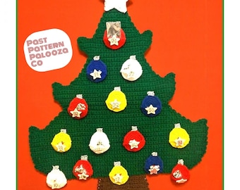 Vintage Crochet Pattern 32" Christmas Tree Advent Calendar Wall Hanging PDF Instant Digital Download