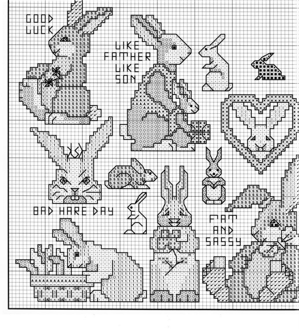 Vintage Cross Stitch Patterns Mini Bunny Rabbit Motifs PDF Instant ...