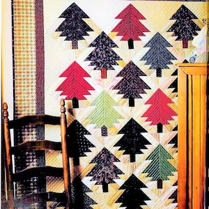 Vintage Sewing Pattern Patchwork Prairie Pine Trees Quilt Wall Hanging PDF Instant Digital Download Rustic Primitive Christmas