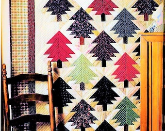 Vintage naaipatroon Patchwork Prairie Pine Trees Quilt Muur Hangende PDF Instant Digitale Download Rustieke Primitieve Kerstmis