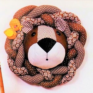 Vintage Sewing Pattern Cute Fabric Lion Head Pillow and Wall Hanging PDF Instant Digital Download Jungle Safari Nursery Childs Room Decor image 2