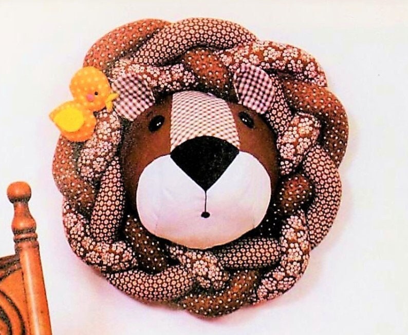 Vintage Sewing Pattern Cute Fabric Lion Head Pillow and Wall Hanging PDF Instant Digital Download Jungle Safari Nursery Childs Room Decor image 2