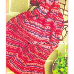 Vintage Knitting Pattern Nordic Firelight Afghan Striped Blanket PDF Instant Digital Download FairIsle Throw 10 Ply