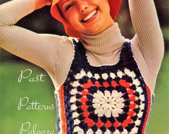 Vintage Crochet Pattern Womens Postage Stamp Vest Granny