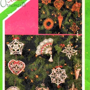 Vintage Crochet Patterns 6" Victorian Lace Christmas Ornaments White Cotton Thread & Metallic Gold PDF Instant Digital Download Tree Trim