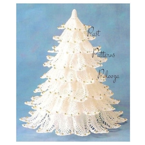 Vintage Thread Crochet Pattern 11&quot;  White Pineapple Christmas Tree PDF Instant Digital Download Lacy Snowy Holiday Centerpiece