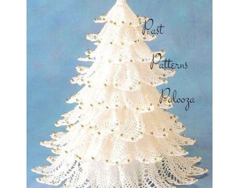 Vintage Thread Crochet Pattern 11"  White Pineapple Christmas Tree PDF Instant Digital Download Lacy Snowy Holiday Centerpiece