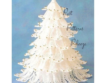 Vintage Thread Crochet Pattern 11&quot;  White Pineapple Christmas Tree PDF Instant Digital Download Lacy Snowy Holiday Centerpiece