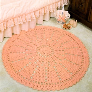 Vintage Crochet Pattern 38" Round Lacy Circle Wheel Rug PDF Instant Digital Download Bedroom or Bathroom Area Rug 10 Ply