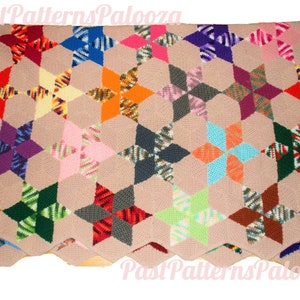 Vintage Crochet Pattern Star Quilt Patchwork Bedspread Afghan PDF Instant Digital Download Beautiful Diamond Hexagon Bed Cover 10 Ply