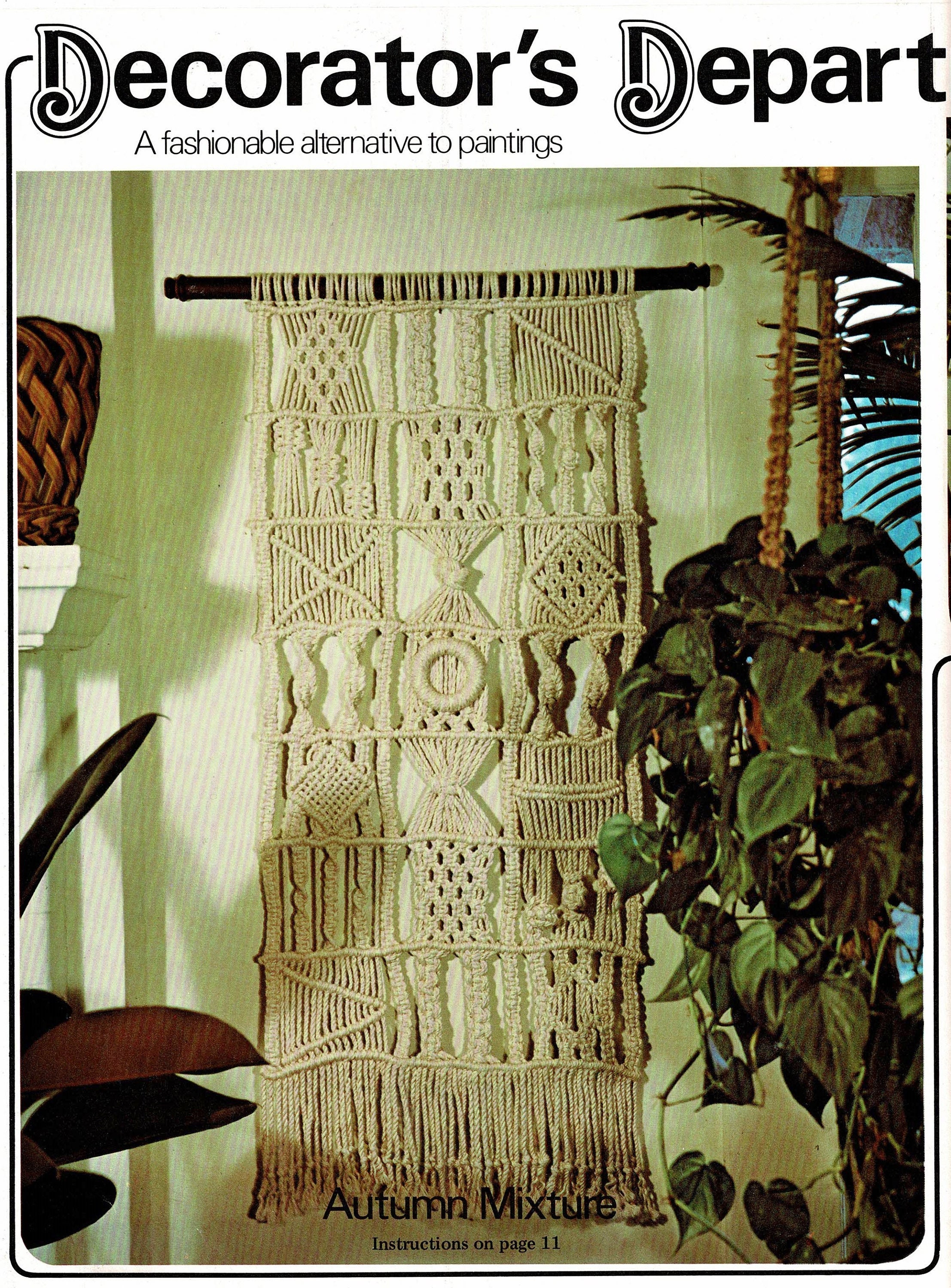 Macrame Patchwork Vintage Macrame Pattern Large Patchwork Sampler Wall Hanging Autumn ...