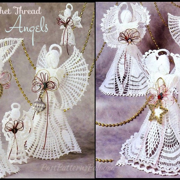 Vintage Crochet Patterns Cotton Thread Lace Christmas Angel Ornaments Centerpieces Tree Toppers PDF Instant Digital Download 7 Designs
