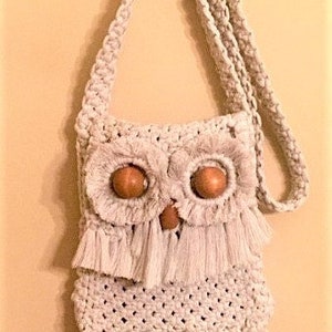 Vintage Macrame Pattern Owl Purse Handbag PDF Instant Digital Download Retro 1976 Design Synthetic Fiber Knotwork Kitschy Boho Shoulder Bag image 3