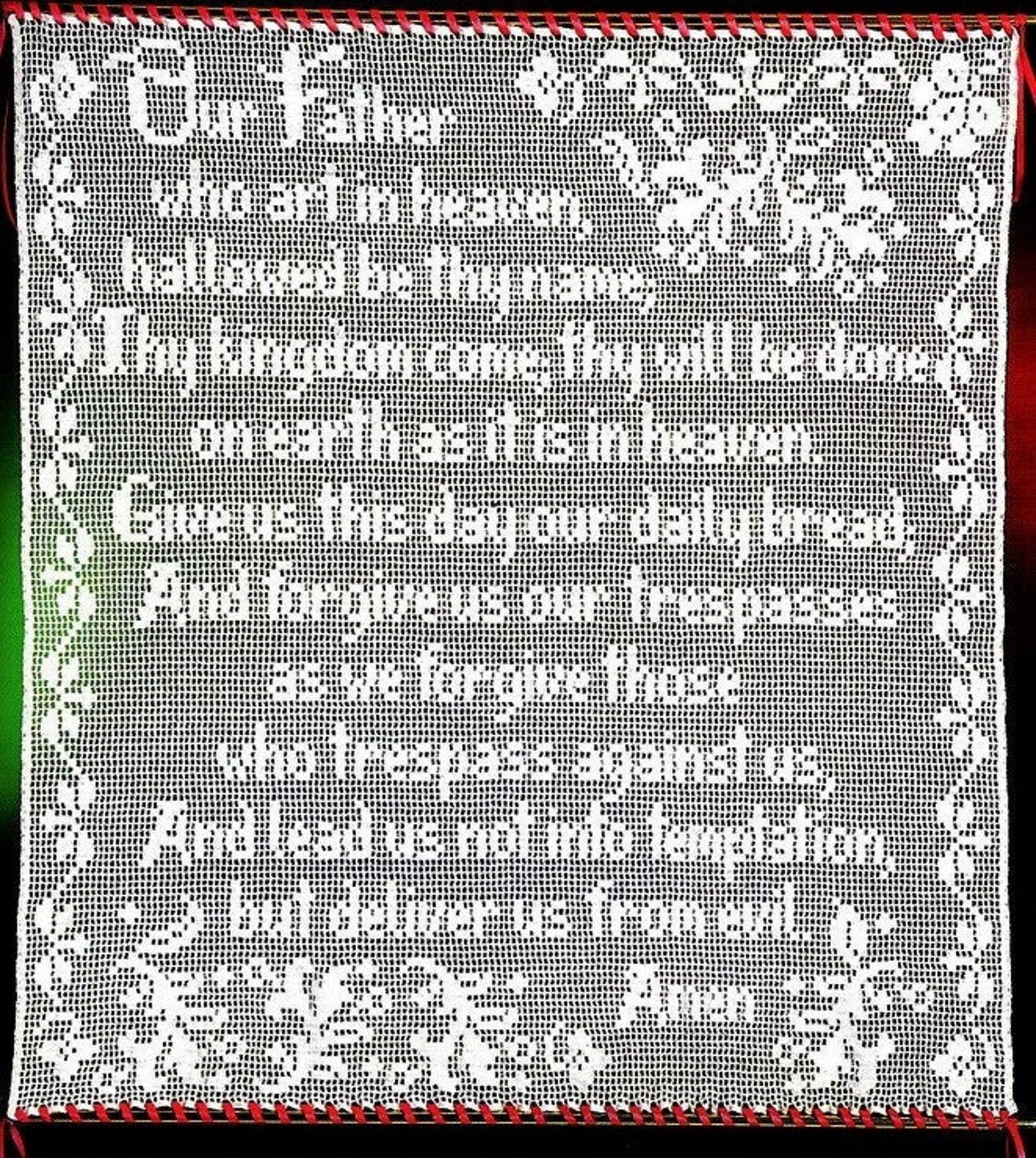 Vintage Filet Crochet Pattern the Lords Prayer Panel or Wall Hanging ...