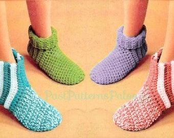 Vintage Crochet Patterns Easy Quick Simple Family Slipper Socks PDF Instant Digital Download Retro Womens Mens Childrens House Socks
