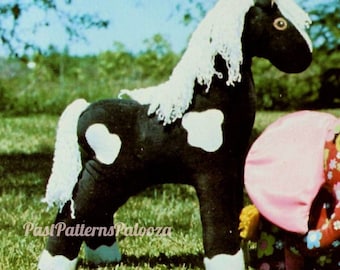 Vintage Sewing Pattern 18" Plush Pinto Pony Horse Corduroy Fabric Soft Toy PDF Instant Digital Download Sewn Realistic Farm Animal