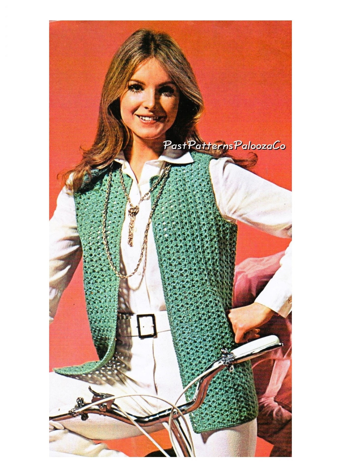 Vintage Crochet Pattern Womens Long Vest Waistcoat Buttonless Slip on ...