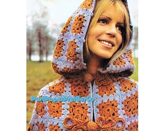 Vintage Crochet Pattern Women and Childs Killarney Cloaks Granny Square Capes PDF Instant Digital Download Retro Hooded Coats DK