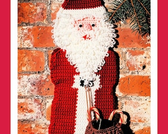 Vintage Crochet Pattern 22" Old World Santa Claus Christmas Stocking Wall Hanging PDF Instant Digital Download Folk Art Wall Pocket 4 Ply