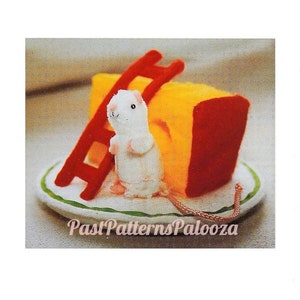 Vintage Sewing Pattern 4" Cute Felt Mouse and Cheese Pincushion PDF Instant Digital Download Retro Novelty Animal Pin Cushion