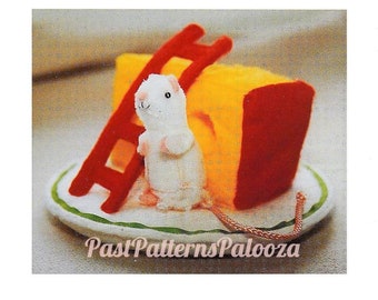 Vintage Sewing Pattern 4" Cute Felt Mouse and Cheese Pincushion PDF Instant Digital Download Retro Novelty Animal Pin Cushion