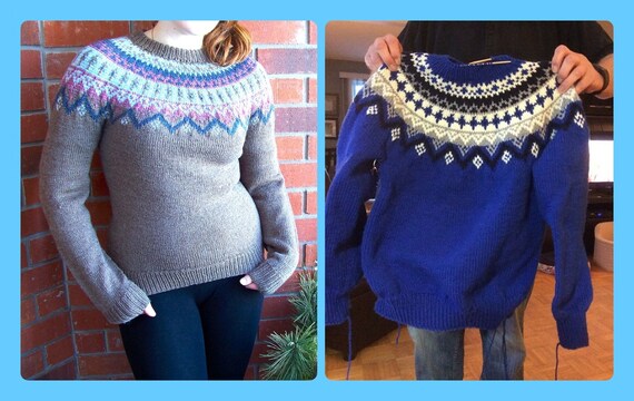 Vintage Knitting Pattern His or Hers Nordic Apres Ski Sweater Fair