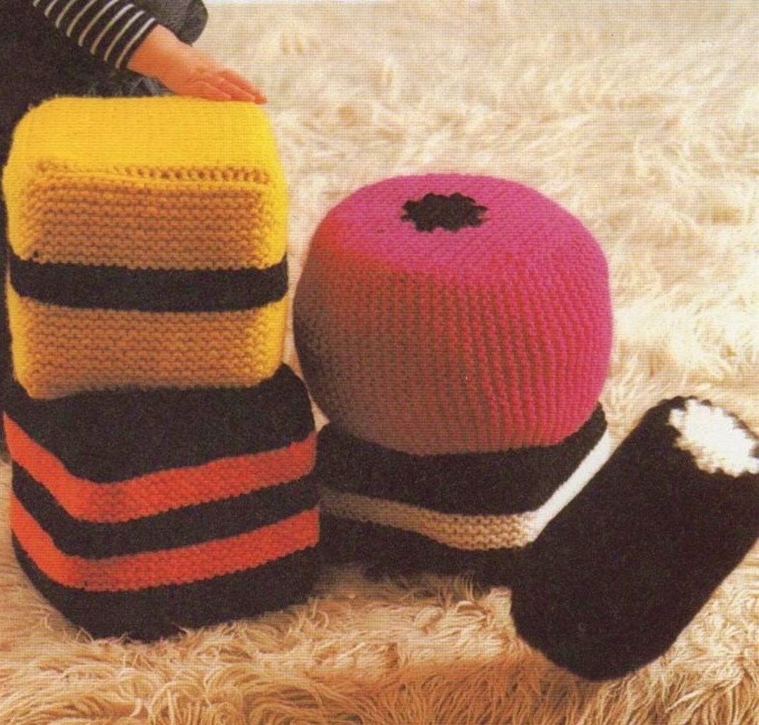 Vintage Knitting Pattern Liquorice Licorice Allsorts Play Pillows Candy