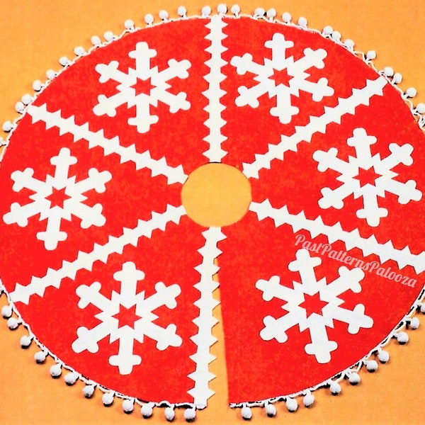 Vintage Sewing Pattern 36" Christmas Snowflake Tree Skirt PDF Felt Fabric PDF Instant Digital Download Quick Easy Applique