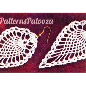 Vintage Crochet Pattern 4&quot; Pretty Pineapple Lace Earrings PDF Instant Digital Download Crocheted Dangle Jewelry Easy Beginners