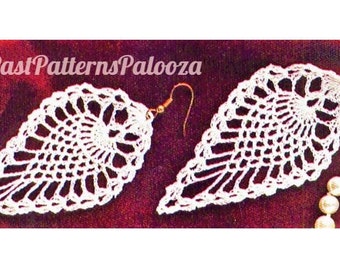 Vintage Crochet Pattern 4" Pretty Pineapple Lace Earrings PDF Instant Digital Download Crocheted Dangle Jewelry Easy Beginners