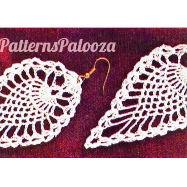 Vintage Crochet Pattern 4" Pretty Pineapple Lace Earrings PDF Instant Digital Download Crocheted Dangle Jewelry Easy Beginners