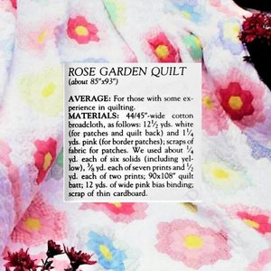 Vintage Sewing Pattern Grandmas Rose Garden Patchwork Quilt Blanket PDF ...