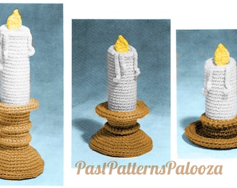 Vintage Crochet Pattern Brass Candlestick Candles Candleholders Three Sizes PDF Instant Digital Download Wizard Candle Amigurumi 10 Ply