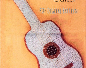 Vintage Crochet Pattern 28" Acoustic Guitar PDF Instant Digital Download Amigurumi Musical Soft Toy or Pillow 4 Ply