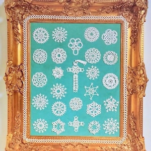 Vintage Tatting Patterns For Beginners Pattern Christmas Snowflakes Crosses Edging PDF Instant Digital Download Crochet Cotton Lace