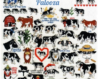 Vintage Cross Stitch Patterns Cute Mini Cow Motifs PDF Instant Digital Download Embroidery 30 Kitsch Quirky Humorous Designs A1