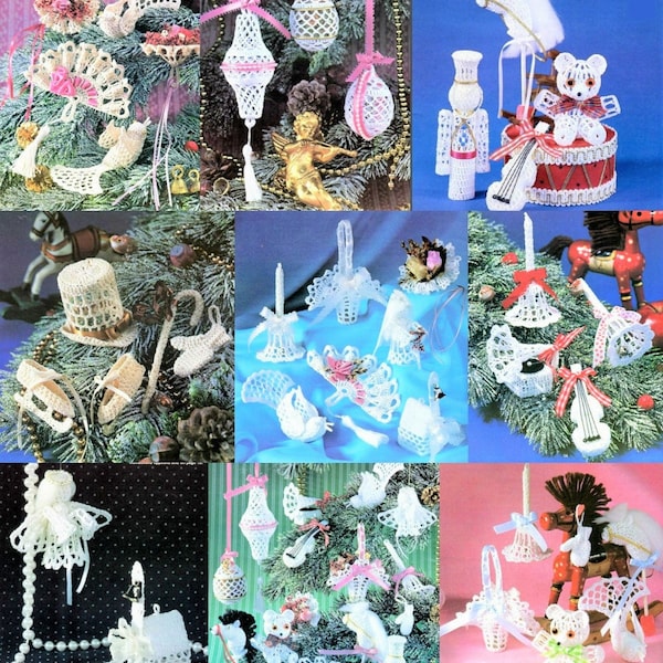 Vintage Crochet Patterns Thread Lace Victorian Ornaments Christmas Tree Wedding Favors Baby Shower Easter Eggs PDF Instant Digital Download