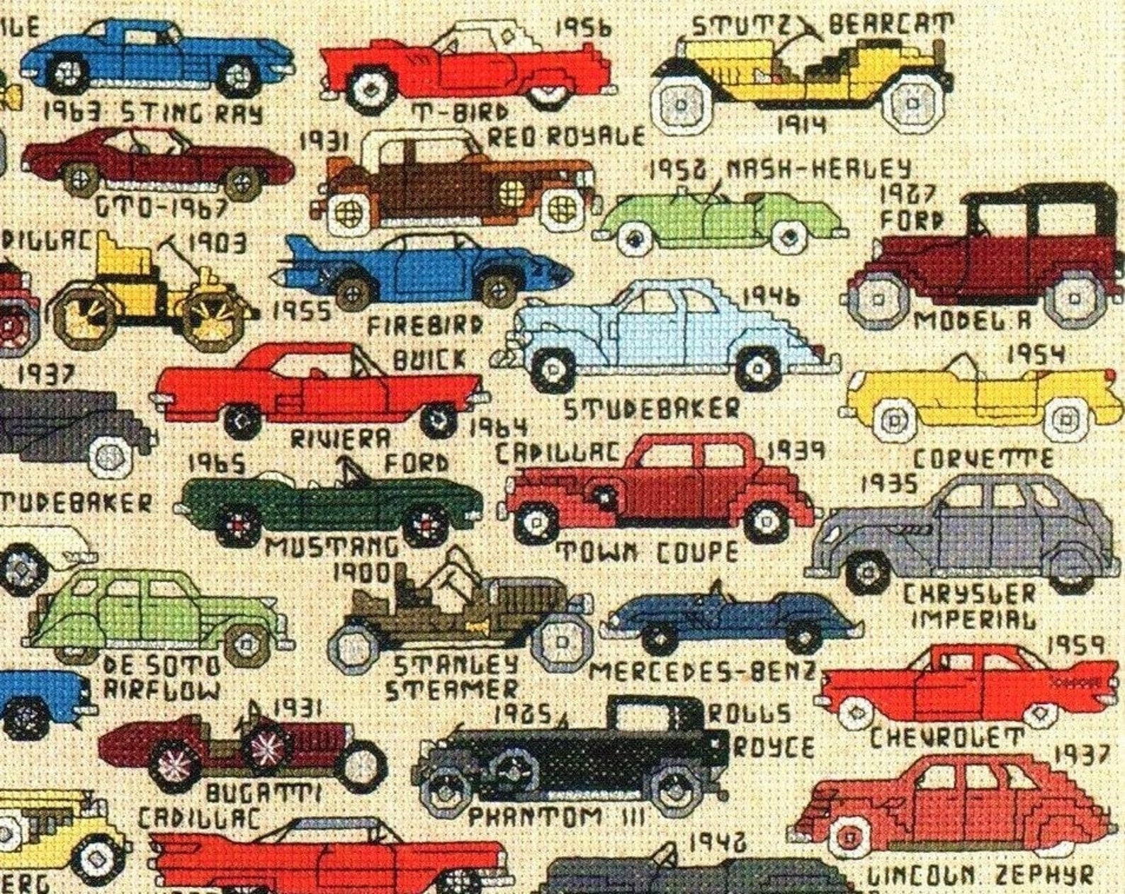 Vintage Cross Stitch Patterns Mini Classic Cars Motifs PDF - Etsy