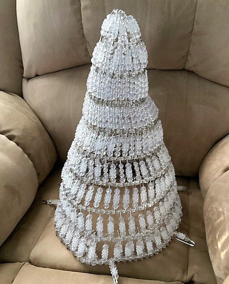 Vintage Christmas Beading Pattern Large 30" Crystal Safety Pin Christmas Tree PDF Instant Digital Download Holiday Centerpiece Bead Craft image 4