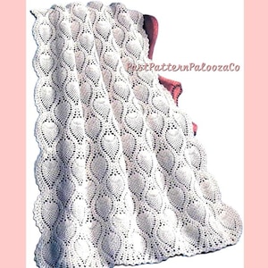 Vintage Crochet Afghan Pattern Pineapple Waterfall Throw PDF Instant Digital Download Pineapples Motif Blanket Design 5 Ply