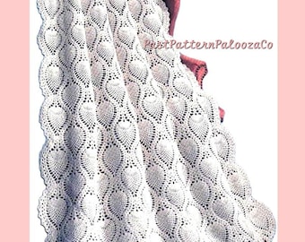 Vintage Crochet Afghan Pattern Pineapple Waterfall Throw PDF Instant Digital Download Pineapples Motif Blanket Design 5 Ply